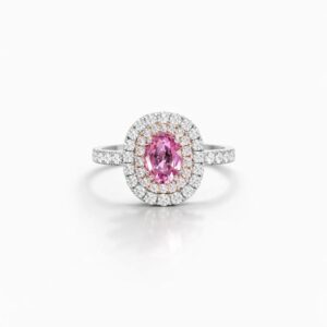 Anillo con Zafiro rosa y diamantes.