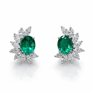 Pendientes de Esmeraldas con diamantes. - Imagen 1