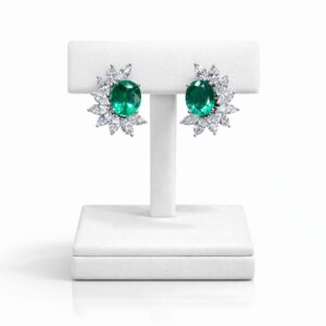 Pendientes de Esmeraldas con diamantes. - Imagen 2