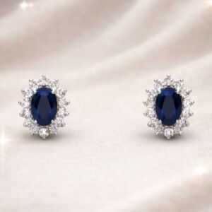 Pendientes de Zafiros azules con diamantes. - Imagen 1