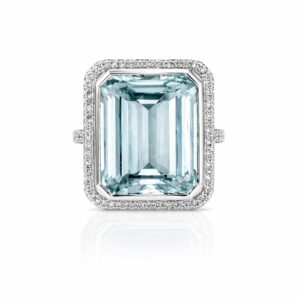 Anillo con Aguamarina y Diamantes