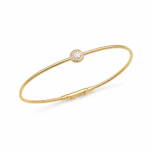 Pulsera rigidia oro amarillo con diamantes. - Imagen 1