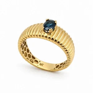 Anillo gallones con Zafiro azul. - Imagen 1