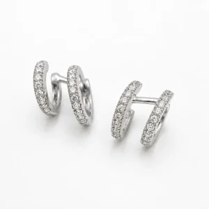 Pendientes dobles aretes con diamantes - Imagen 1