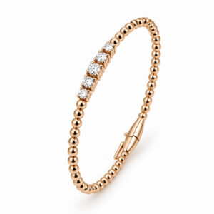 Pulsera rígida con cinco diamantes centrales.